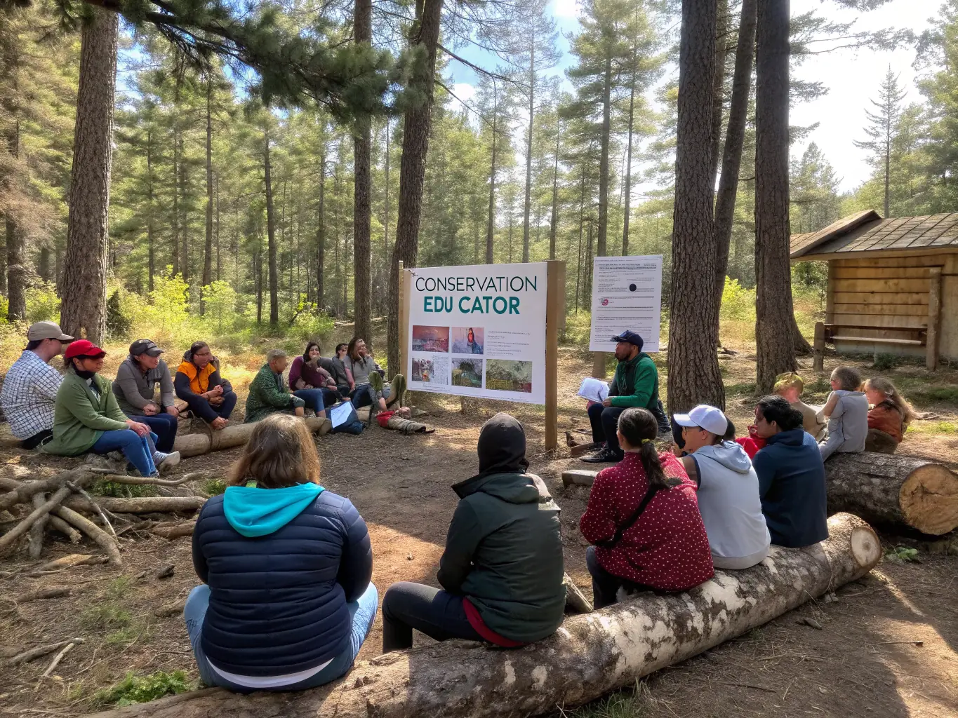 Participants are gathered around an instructor during an educational workshop on wildlife management and conservation, emphasizing ACFR's dedication to promoting knowledge and responsible hunting practices.