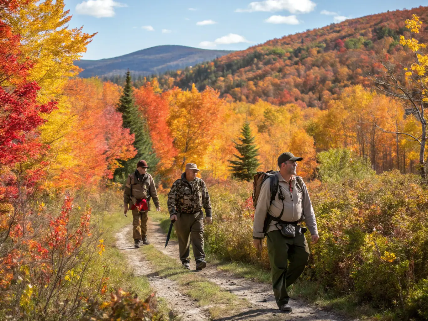A photograph capturing a group of ACFR members participating in a guided hunting expedition in the Ris Forest, showcasing the camaraderie and expert guidance provided.
